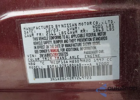 2024 Nissan Sentra Sv Xtronic Cvt from USA, damaged, VIN 3N1AB8CV2RY269725